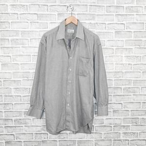Borrelli Napoli Men's Hand Made Button up Dress shirt Grey Houndstooth sz 16 1/2